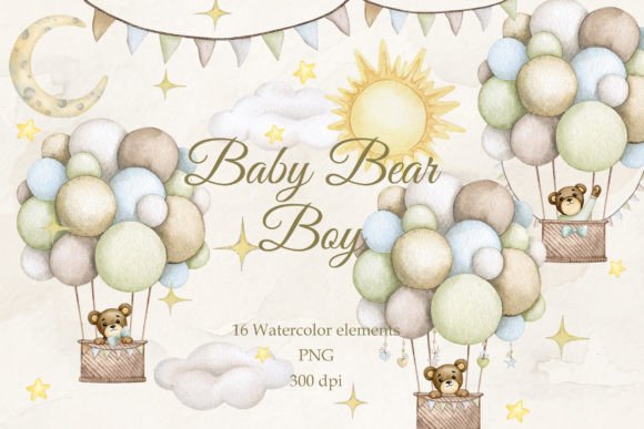 Baby Bear Boy Watercolor Set: Design Essentials