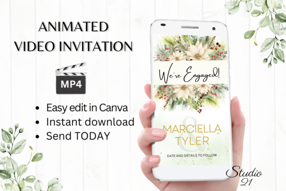 Christmas Engagement Announcement W1176B: A Festive Digital Evite