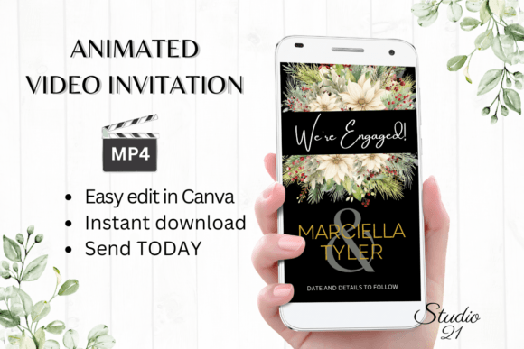Christmas Engagement Announcement W1177B: A Festive Digital Template