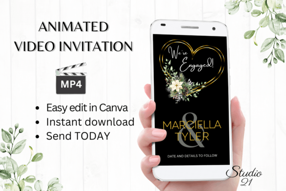 Christmas Engagement Announcement W1179B: A Festive Digital Template