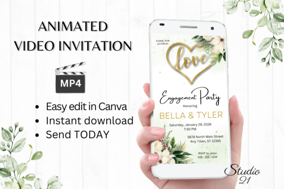 Christmas Engagement Party Invite W1170: A Festive Digital Solution