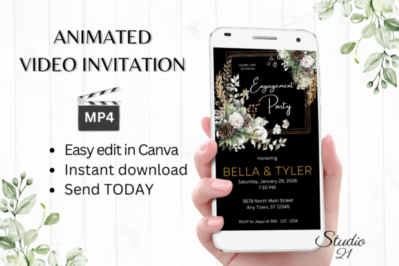 Christmas Engagement Party Invite W1173: Effortless Digital Celebrations