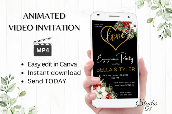 Christmas Engagement Party Invite W1181: A Festive Design Asset