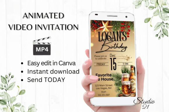 December Birthday - Beer Party Invite: A Dynamic Digital Template for Instant Celebration Planning