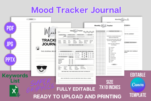 Editable Mood Tracker Journal: Your Canva KDP Mental Health Tool