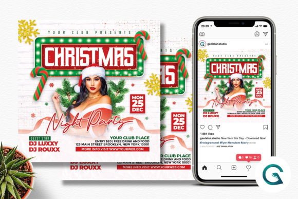 Modern Christmas Night Party Flyer: Your Template for a Festive Event